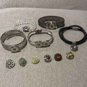 Interchangeable Snap Charm Bracelet Set - Silver and Black